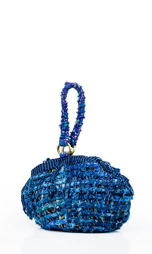 Handwoven Balloon Bag in Electric Blue