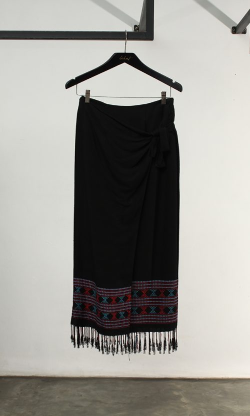 Baduy Wrap Skirt with Side Tie in Black
