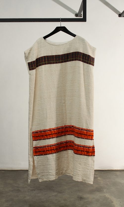 White Kaftan with Baduy Fabric Details