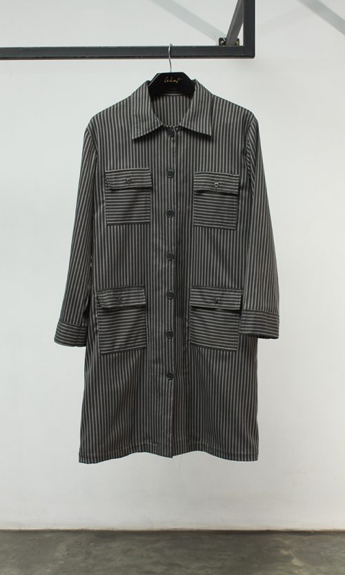 Stripe Long Jacket with Pockets (Unisex)