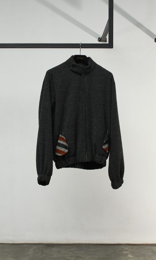 Dark Grey Unisex Jacket with Two Patches Pockets