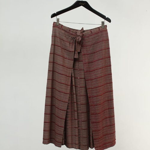 LEKAT Front Tie Pleated Midi Skirt in Terracotta