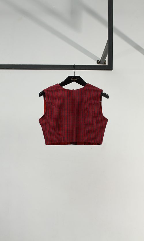 Sleeveless Crop Top Tenun in Ruby