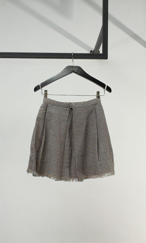 Checkered Woven Pleated Skirt