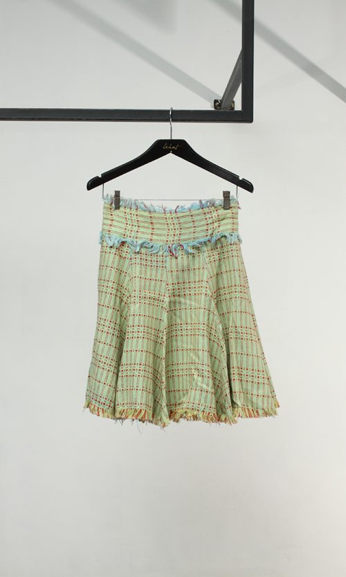 Mid Rise Panel Skirt in Light Lime Green