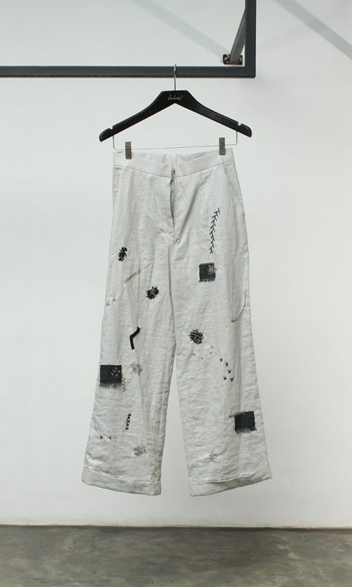 Embroidered Wide Leg Pants