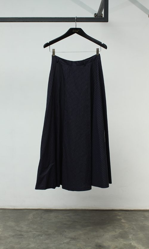 Striped Denim Midi Skirt