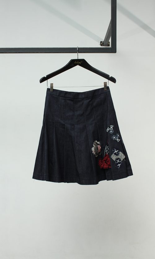 Pleated Skirt with Patchwork