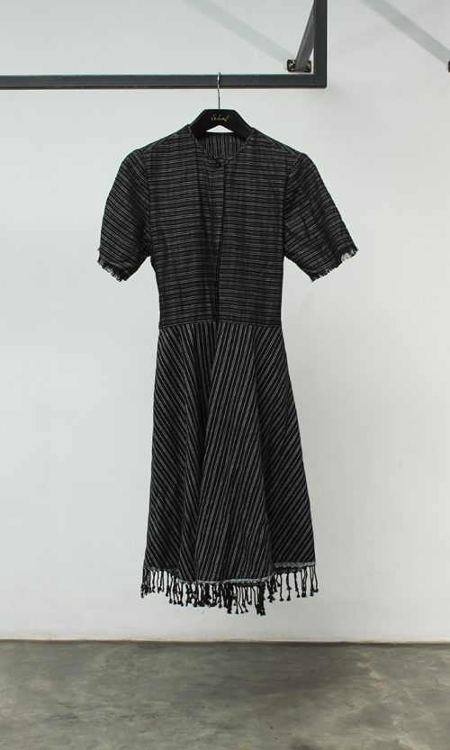 Short Sleeve Flare Dress in Black