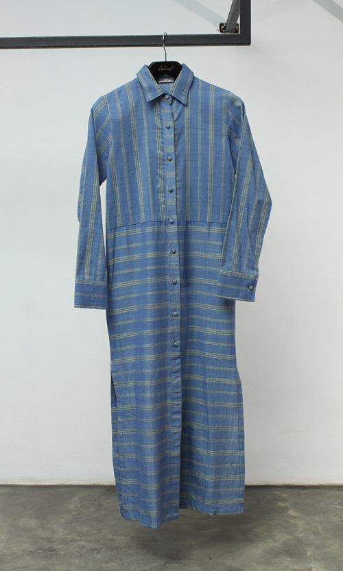 Long Baduy Woven Blue Midi Dress