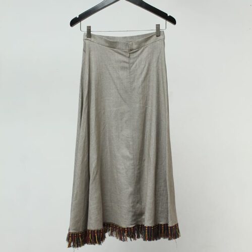 Light Beige Midi Skirt with Baduy Handwoven Details