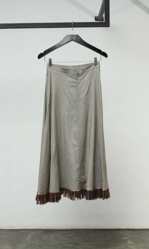Light Beige Midi Skirt with Baduy Handwoven Details