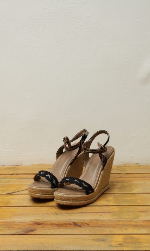 Ankle Strap Wedges in Black