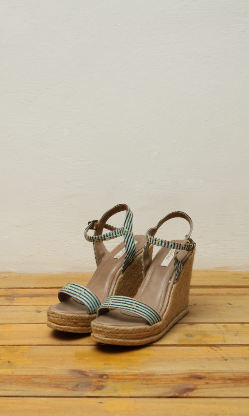 Ankle Strap Wedges in Light Blue