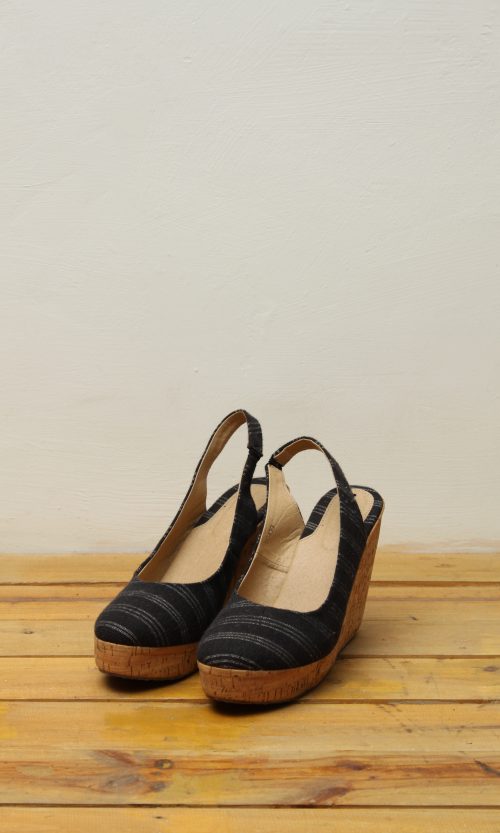 Slingback Wedges in Navy Blue