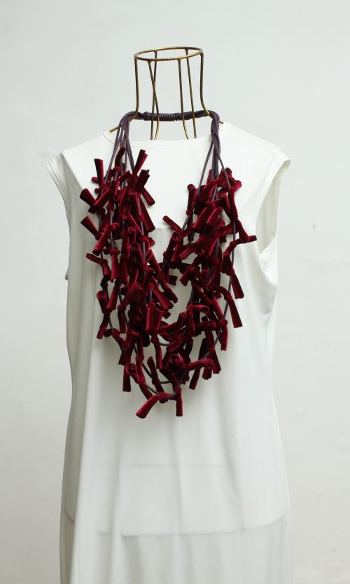 Long Twirl Necklace in Maroon