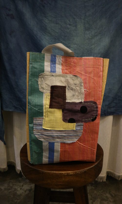 LEKAT DUA Patches Tarp Shoulder Bag Stripe Peach