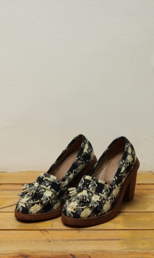 Monochrome Tweed Oxford Heels