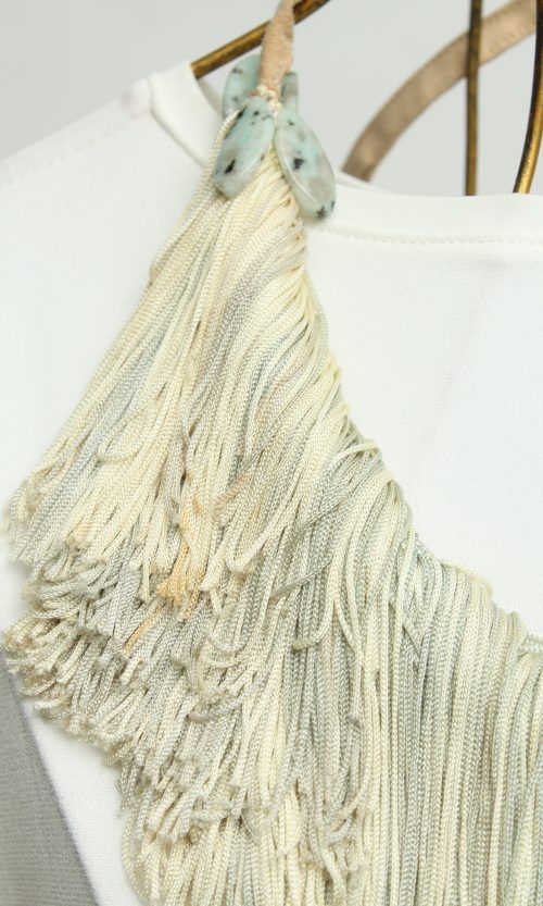 Fringe Necklace in Ivory Grey
