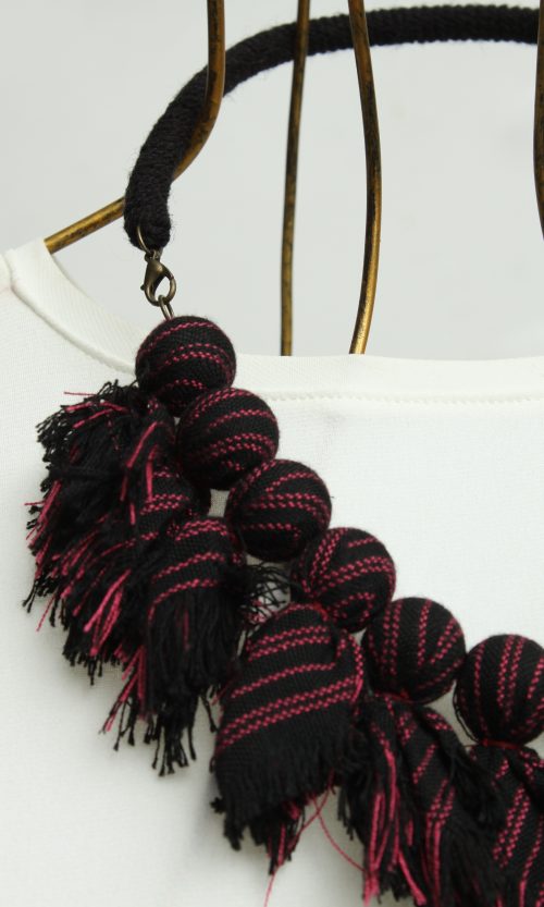 Petasan Betawi Necklace in Black Maroon Woven