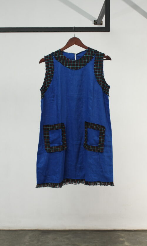 Linen Dress with Pockets in Blue