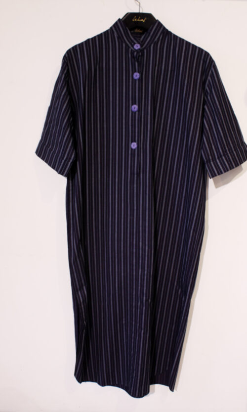Stripe Navy Denim Lite Short Sleeve Tunic