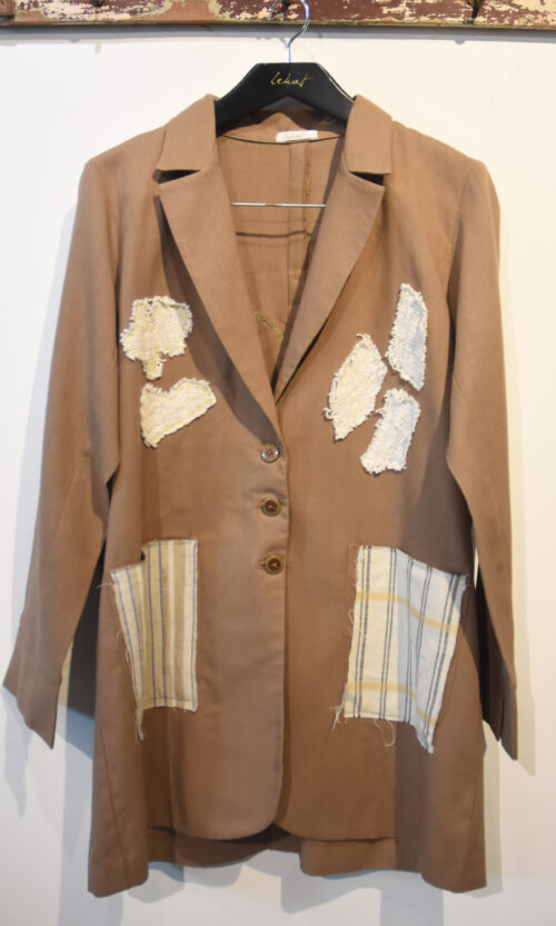 Oversize Linen Blazer with Patches