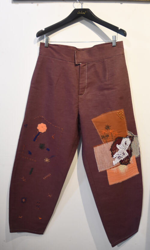 Denim Embroidery Patches Pants