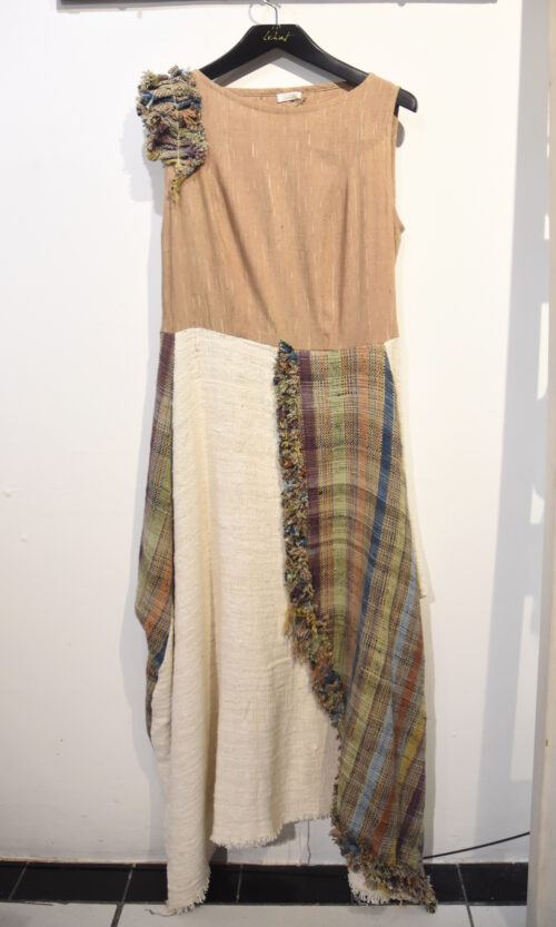 Mix Fabric Woven Dress