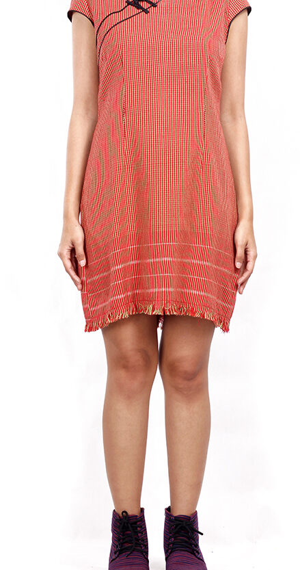 Baduy Red Shanghai Collar Dress