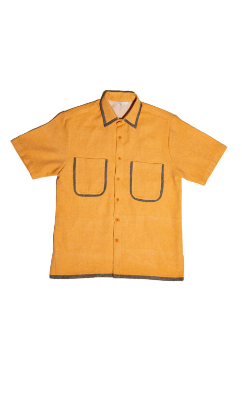 Woven Orange Unisex Top with details of Patchwork