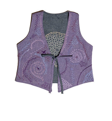 LEKAT Two Tone Reversed Vest details of Hand Embroidery