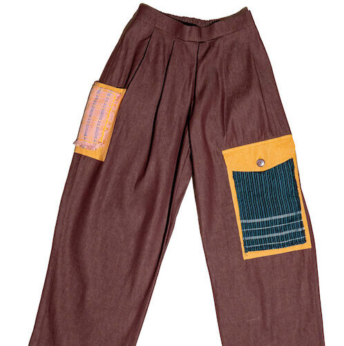 LEKAT Denim Maroon Unisex Pants with Big Pockets