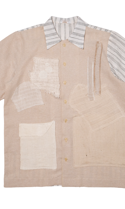 Mix Fabric Patches Oversize Shirt