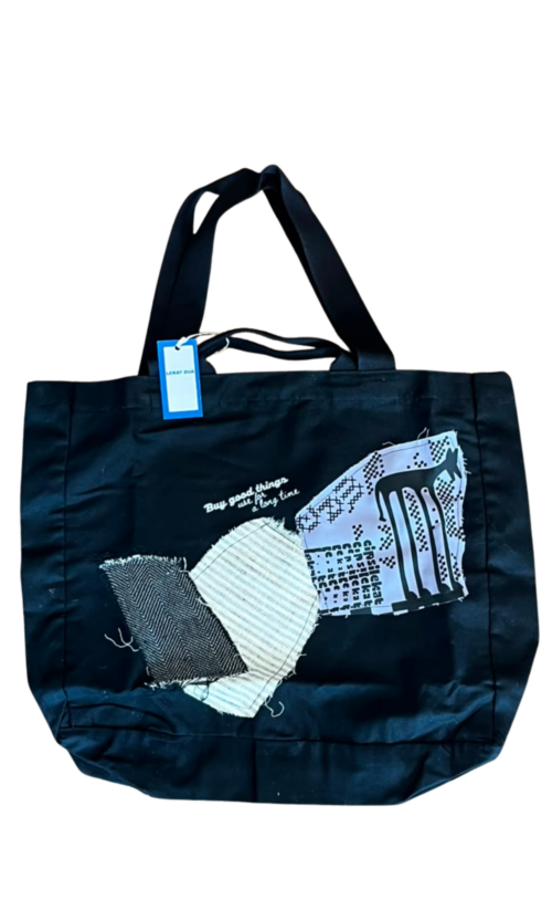 LEKAT DUA Black Patchwork Tote Bag
