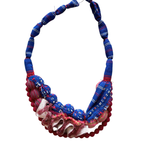 LEKAT Blue & Burgundy Beaded Necklace