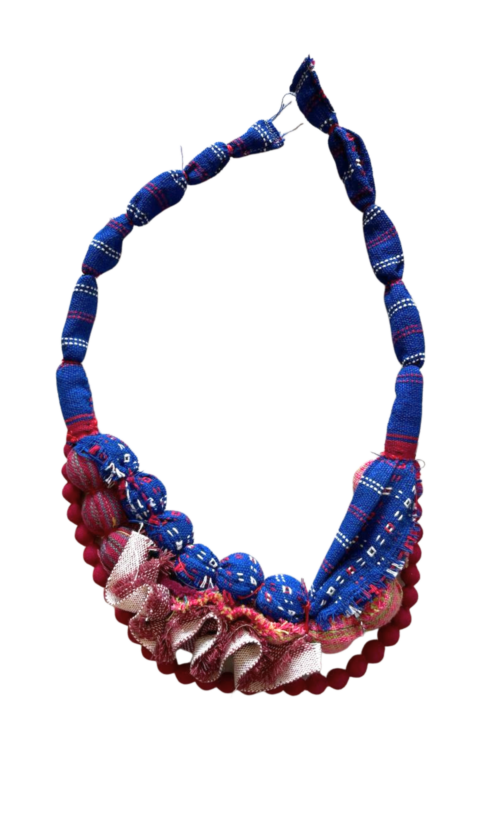 LEKAT Blue & Burgundy Beaded Necklace