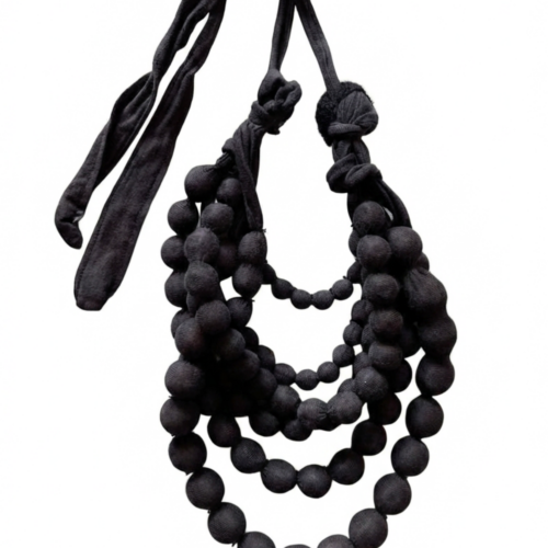 LEKAT Layered Beaded Necklace in Black