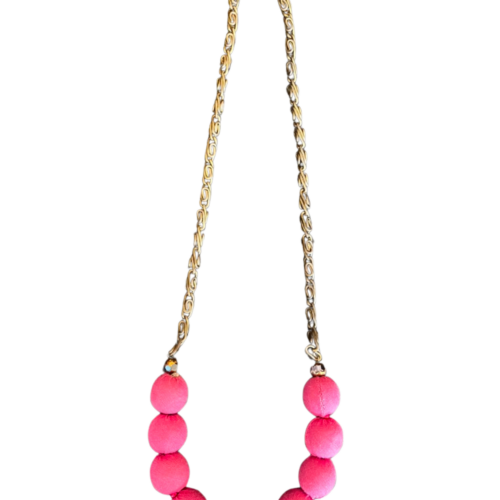 LEKAT Fuchsia Fabric Bead Chain Necklace