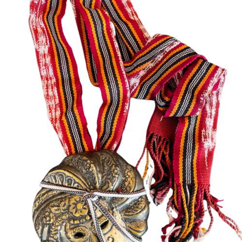 LEKAT Handwoven Fabric Face Carved Necklace