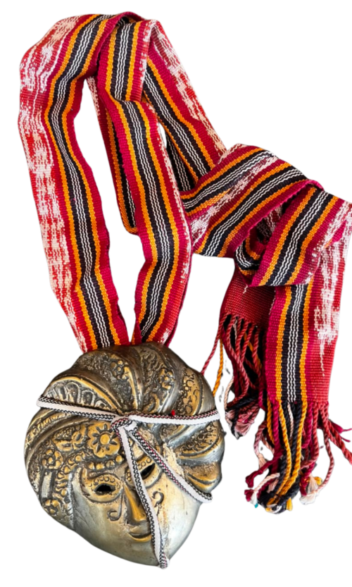 LEKAT Handwoven Fabric Face Carved Necklace