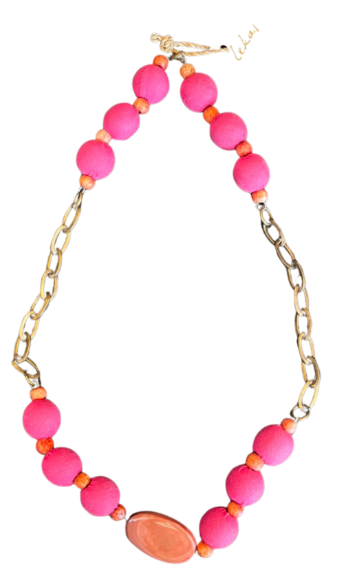 LEKAT Fuchsia Bead Chain Necklace
