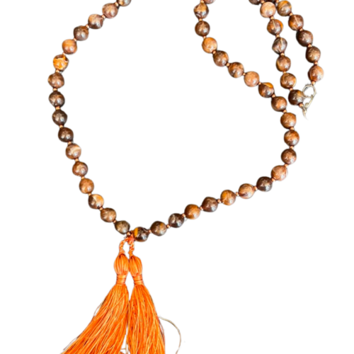 LEKAT Wooden Bead Double Tassel Necklace