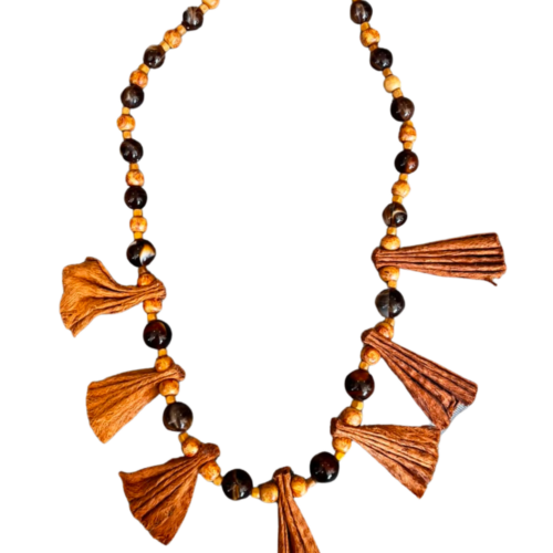 LEKAT Wooded Bead Bark Necklace