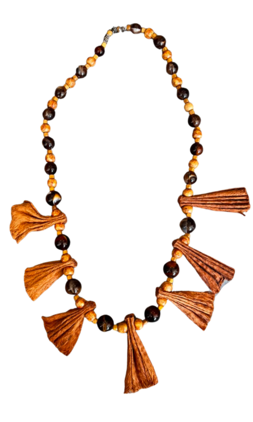 LEKAT Wooded Bead Bark Necklace