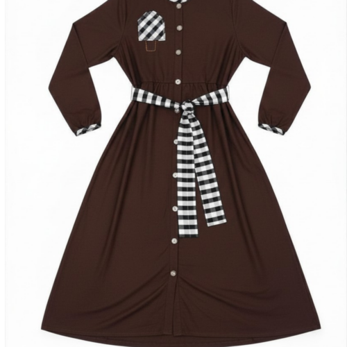 LEKAT DUA Linen Belt Dress in Espresso