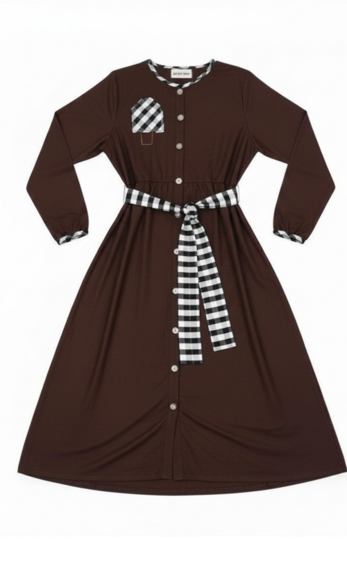 LEKAT DUA Linen Belt Dress in Espresso