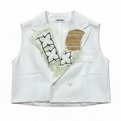 LEKAT DUA White Linen Vest