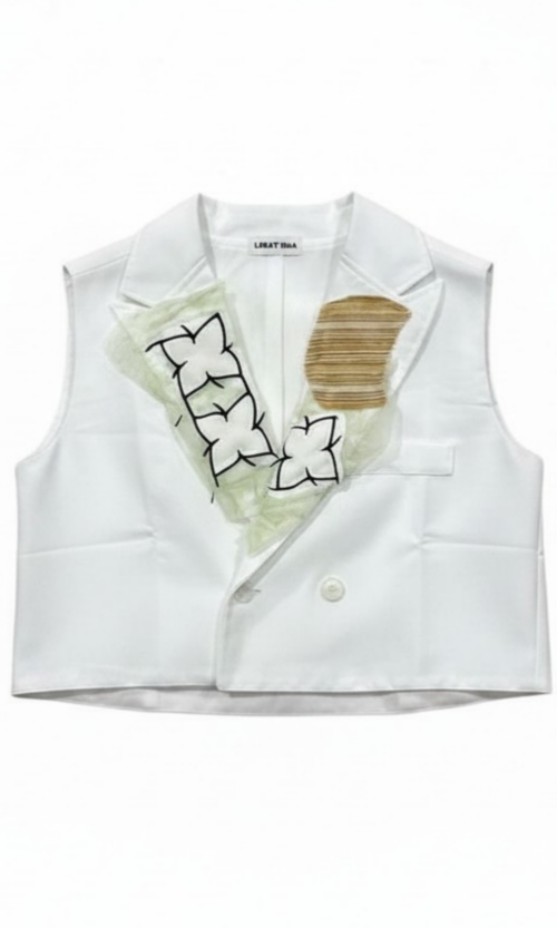 LEKAT DUA White Linen Vest