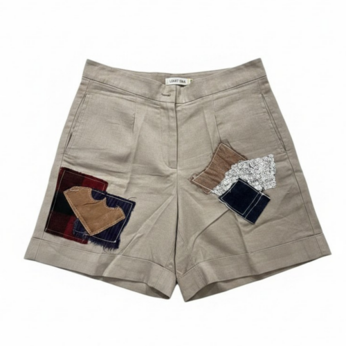 LEKAT DUA Beige Patchwork Short Pants